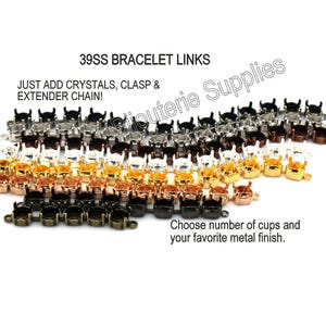 Empty 8mm (39ss) Cup Bracelet Links for DIY Jewelry – Choose Metal Finish and Number of Cups – Fits Swarovski, Preciosa and Aurora Crystals