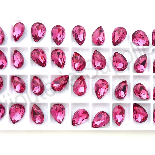 Aurora Crystal Rose Pink Loose Crystals, 4320 14x10mm Fancy Pear Teardrop, Foiled Point Back for Gluing or Setting, DIY Jewelry Supplies