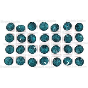 Aurora Indicolite Ice 1122 14mm Rivoli Round Loose Crystals, Pointed Foiled Back For setting or gluing, DIY Jewelry, Multi Pack Discount