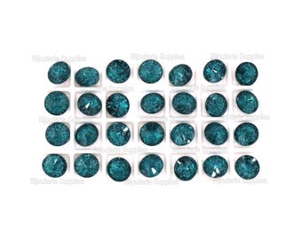 Aurora Indicolite Ice 1122 14mm Rivoli Round Loose Crystals, Pointed Foiled Back For setting or gluing, DIY Jewelry, Multi Pack Discount