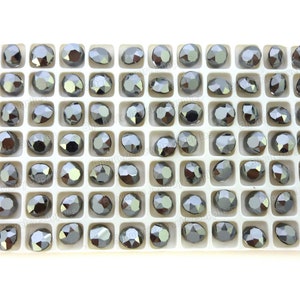 Aurora Jet Hematite Loose Crystals, 1088 8mm Round 39ss Chatons, Point Back Foiled Highly Faceted, DIY Cup Chain Jewelry, Quantity Discounts