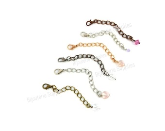 Jewelry Extenders, Necklace or Bracelet Extender, Lobster Clasp Assorted Lengths and Finishes, Optional Charms, Extends Length of Jewelry
