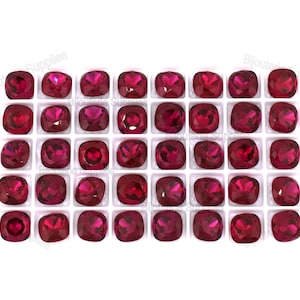 Aurora Fuchsia Loose Crystals, 4470 12mm Fancy Cushion Cut, Rounded Square, Hot Pink, DIY Jewelry Supplies, Quantity Discount