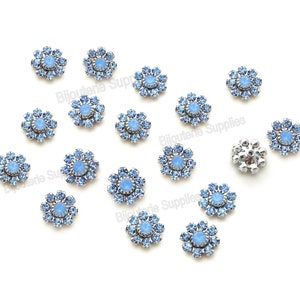 Austrian Crystal Flowers, Air Blue Opal and Light Sapphire, Dainy Crystal Flowers for DIY Jewelry, Embellishments Fit into 8mm Cup Chains x6