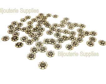 Austrian Crystal Flowers, Black Diamond Golden Honey, Dainy Crystal Flowers for DIY Jewelry, Embellishments Fit in 8mm Empty Cup Chains x6