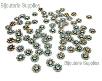 Austrian Crystal Flowers, Pacific Opal and Silk, Dainy Crystal Flowers for DIY Jewelry, Embellishments Fit in 8mm Empty Cup Chains x6
