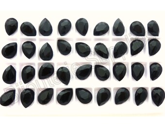 Aurora Crystal Jet Black Loose Crystals, 4320 14x10mm Fancy Pear Teardrop, Foiled Point Back for Gluing or Setting, DIY Jewelry Supplies