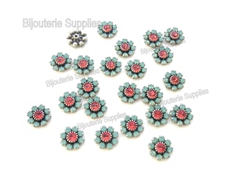 Austrian Crystal Flowers, Padparadscha & Pacific Opal, Dainy Crystal Flowers for DIY Jewelry, Embellishments Fits in 8mm Empty Cup Chains x6