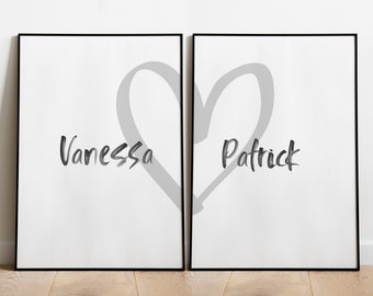 Poster Set: Names with heart, personalizable