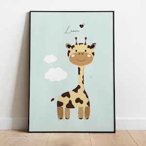 Poster: Giraffe personalisierbar für Kinder