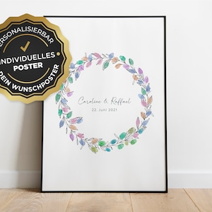 Poster: Personalized fingerprint, wedding wreath