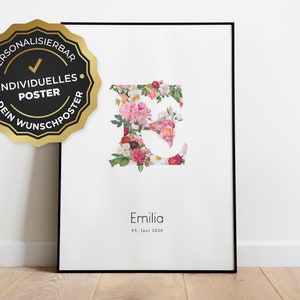 Póster: Personalizado con letra, nombre y cumpleaños.