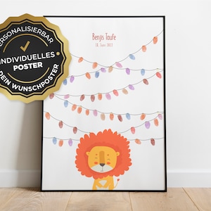 Poster: Fingerabdruck Löwe, personalisierbar