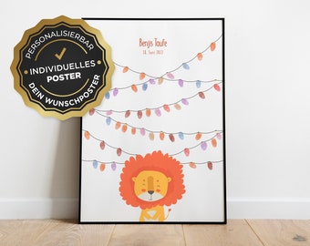 Poster: fingerprint lion, customizable
