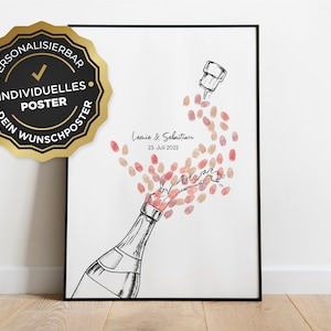 Póster: huella dactilar personalizada, botella de champán