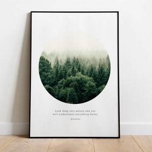 Poster: Mystischer Wald im Kreis mit Zitat