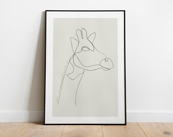 Poster: Line Art Giraffe