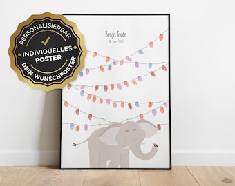 Poster: fingerprint elephant, customizable