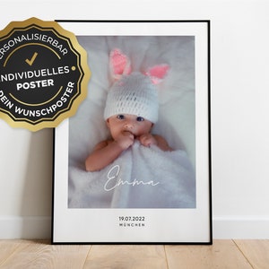 Personalisiertes Baby-Geburtsposter mit Bild und Namen