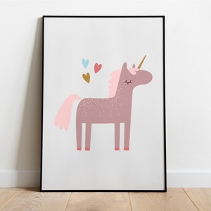 Poster: Einhorn mit Herzen, rosa