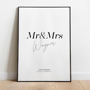 Poster: Hochzeit personalisierbar Mr & Mrs