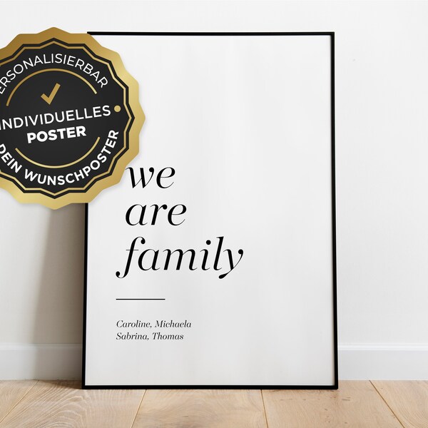 Poster: We are family mit Namen, personalisiert