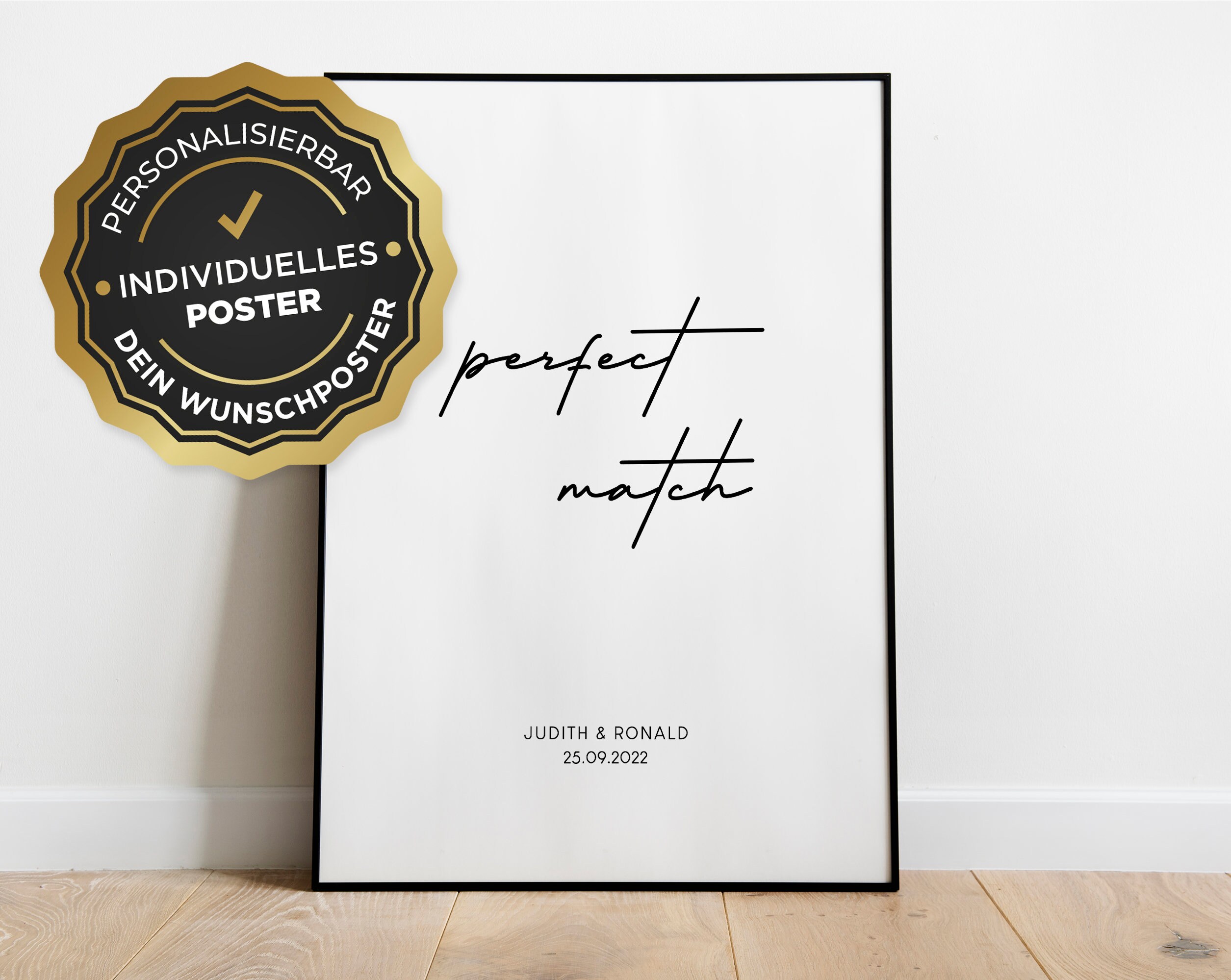 Personalizable poster: Perfect match with name and date