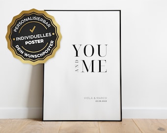 Personalized poster: 'You and Me' with name and date