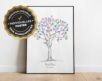 Póster: huella dactilar personalizable, árbol para bodas y bautizos