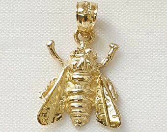 Gold Hexagon Frame Bug Charm 14k Gold 