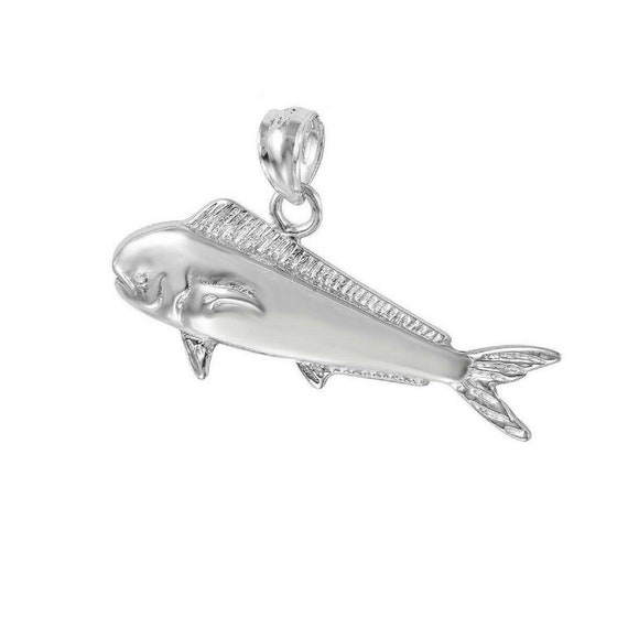 925 Sterling Silver Necklace W Mahi Mahi Fish Pendant Charm Etsy