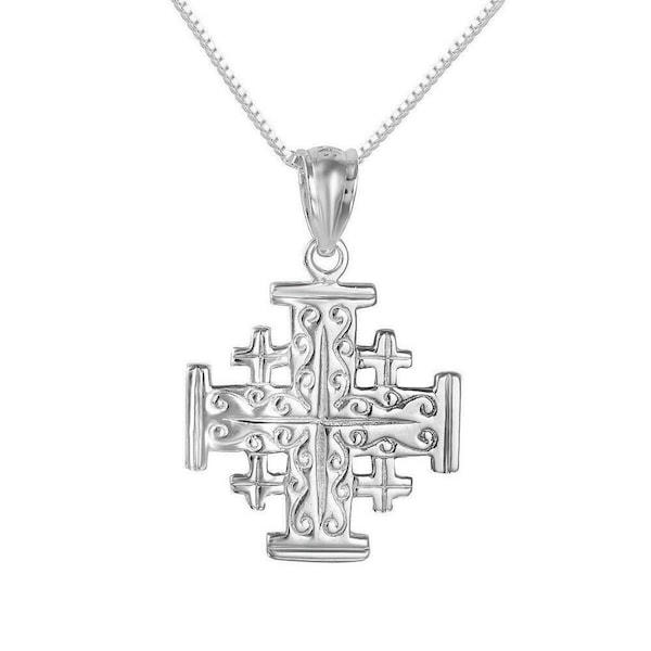 925 Sterling Silver Necklace w/ Jerusalem Cross Charm