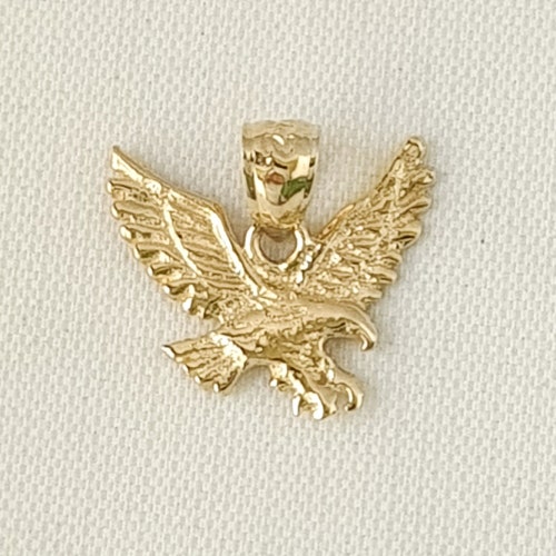 Gold Eagle Pendant 14k Solid Gold Eagle Necklace Etsy