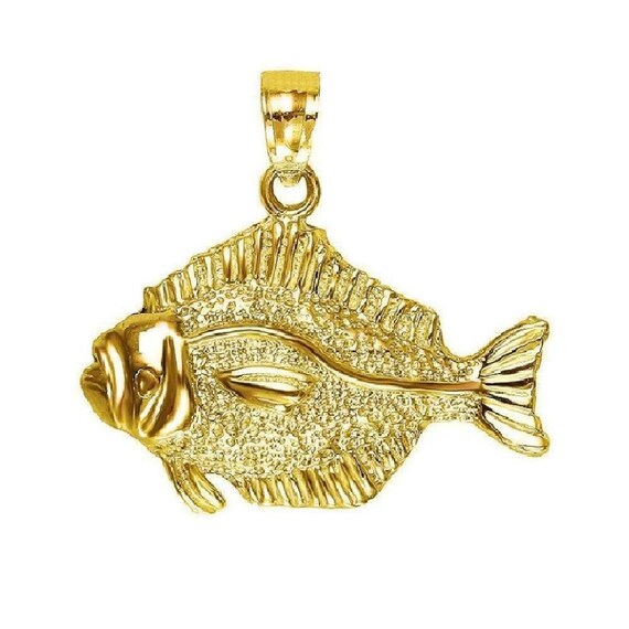 Ciondolo di pesce Halibut in oro giallo 14 carati - Etsy Italia