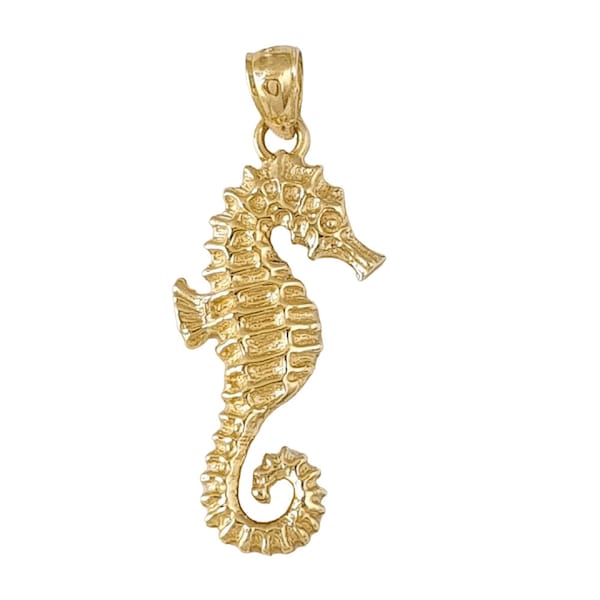 14K Yellow Gold Seahorse Pendant