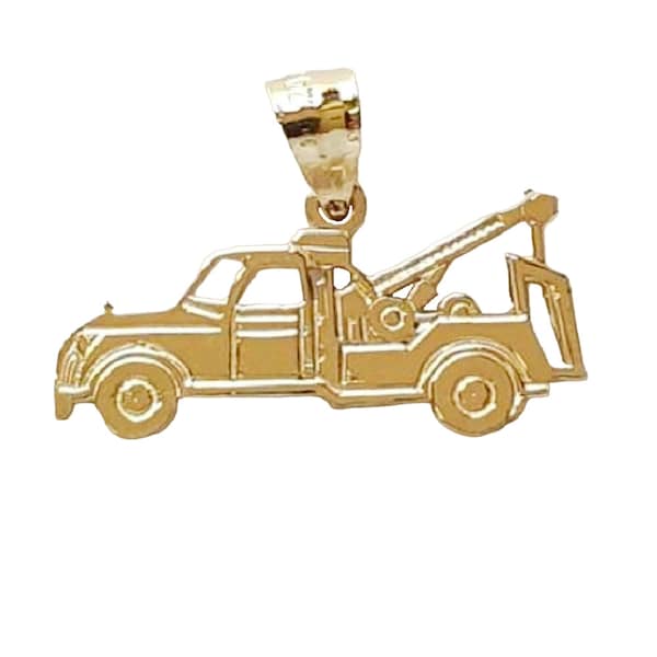 14K Yellow Gold TOW TRUCK Pendant