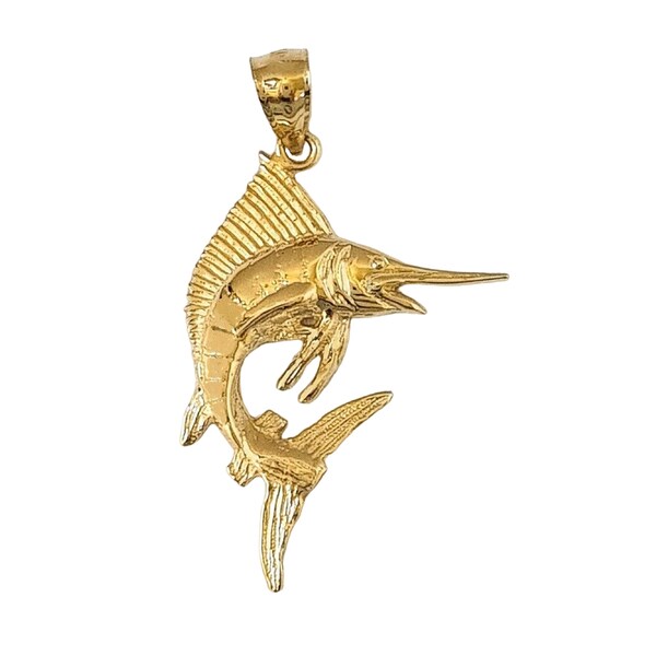 14K Yellow Gold Sailfish Marlin Pendant