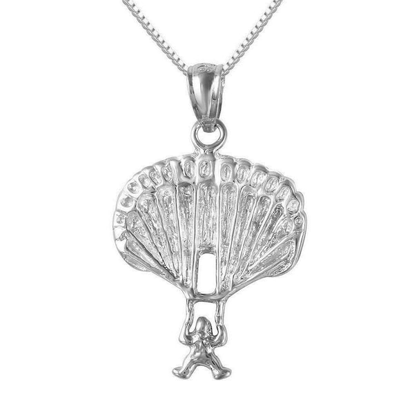 925 Sterling Silver Necklace w/ Parachute Charm