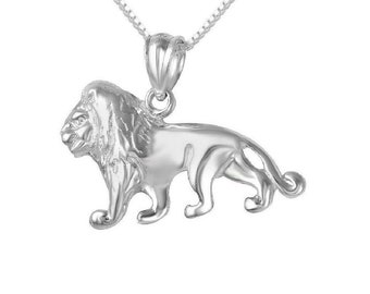 925 Sterling Silver Necklace w/ Lion Pendant Charm