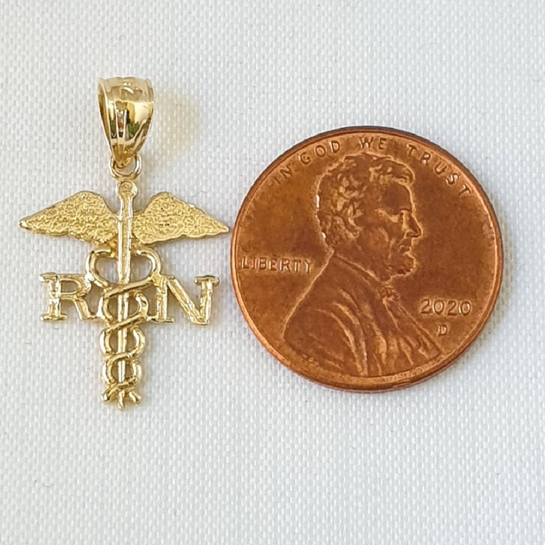 14K Yellow Gold RN Registered Nurse Pendant