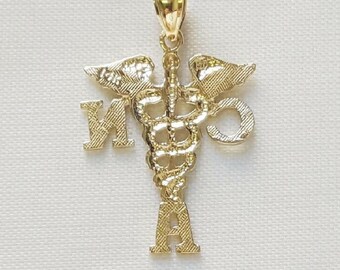 Charm Made in USA 14k Yellow Gold CNA Certified Nursing Assistant Pendant 