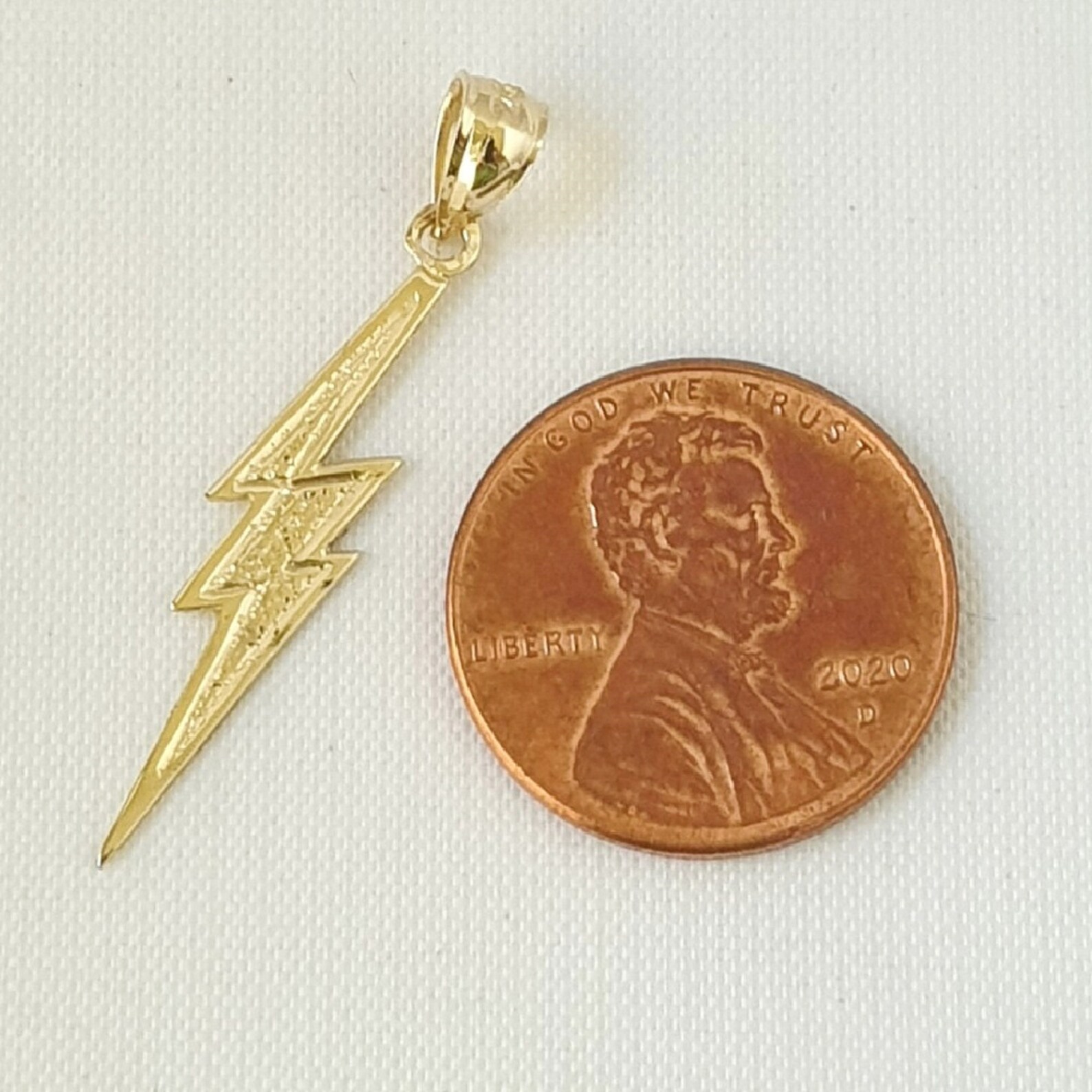 14K Yellow Gold LIGHTNING BOLT Pendant Etsy