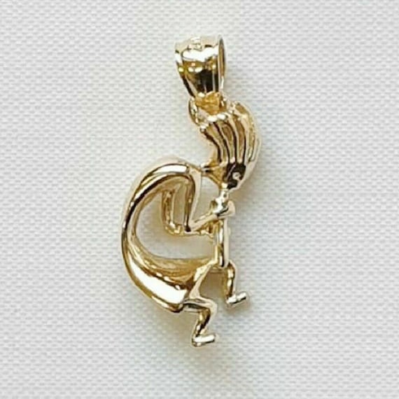 14k Yellow Gold 3 Dimensional Kokopelli Pendant Charm Necklace Theme Western Fine Jewellery For Women Gifts For Her