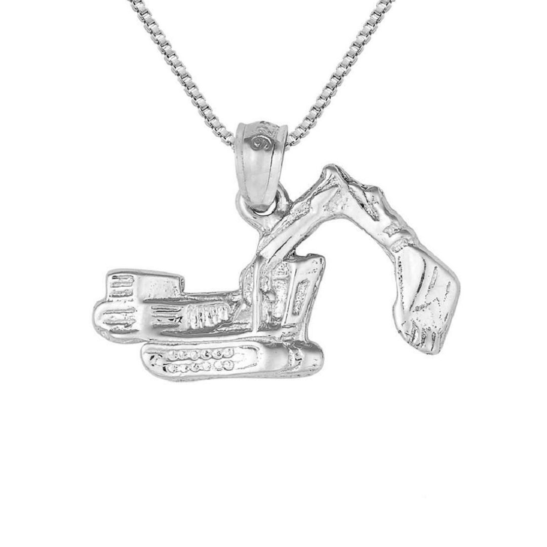 925 Sterling Silver Necklace W/ EXCAVATOR, BULLDOZER Charm Pendant - Etsy  Canada