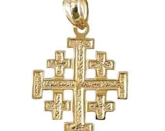 14K Yellow Gold Jerusalem Cross Pendant