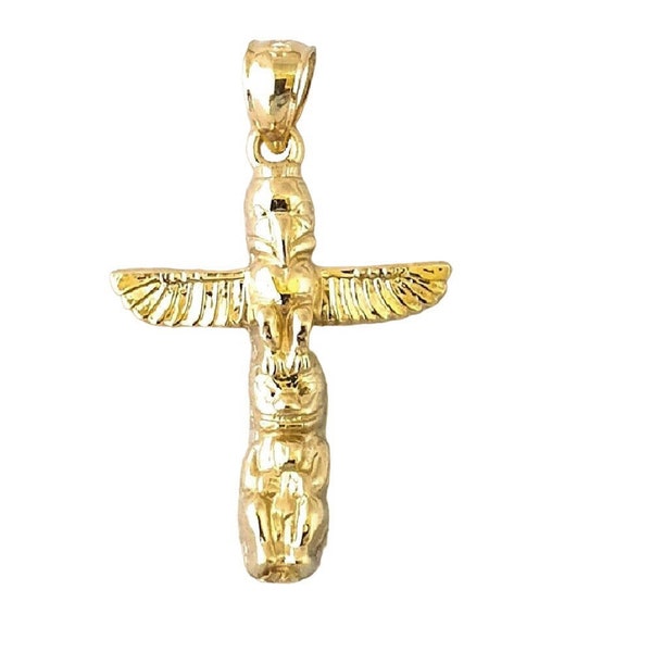 14K Yellow Gold Totem Pole Pendant