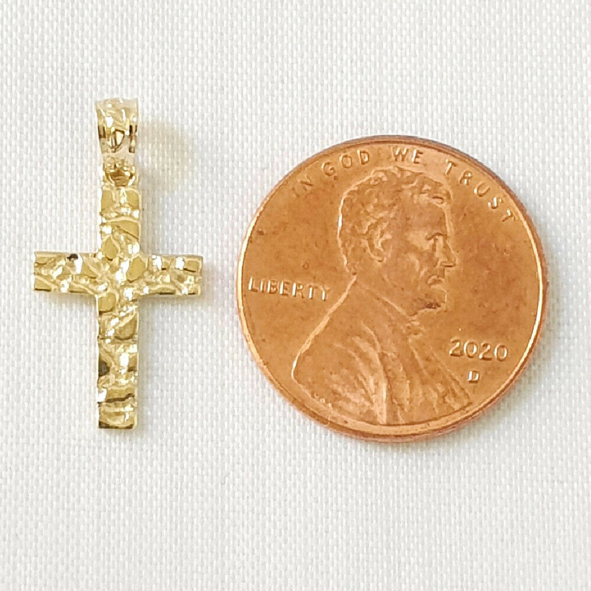 14k Yellow Gold Nugget Cross Pendant 1in C1480 | Joy Jewelers