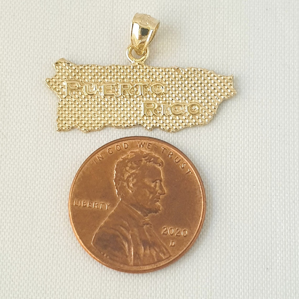 14k Yellow Gold Puerto Rico Island Pendant Etsy