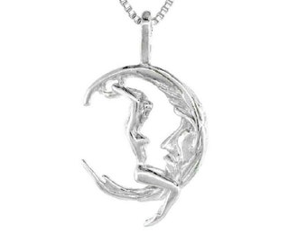 925 Sterling Silver Necklace w/ Moon Rider 3D Pendant Charm