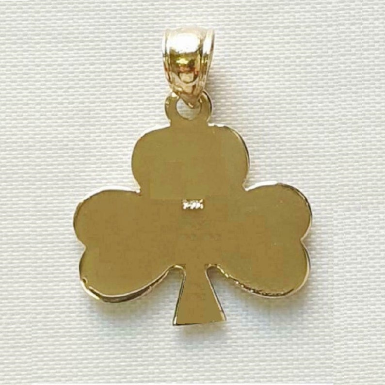 14K Yellow Gold SHAMROCK CLOVER Pendant